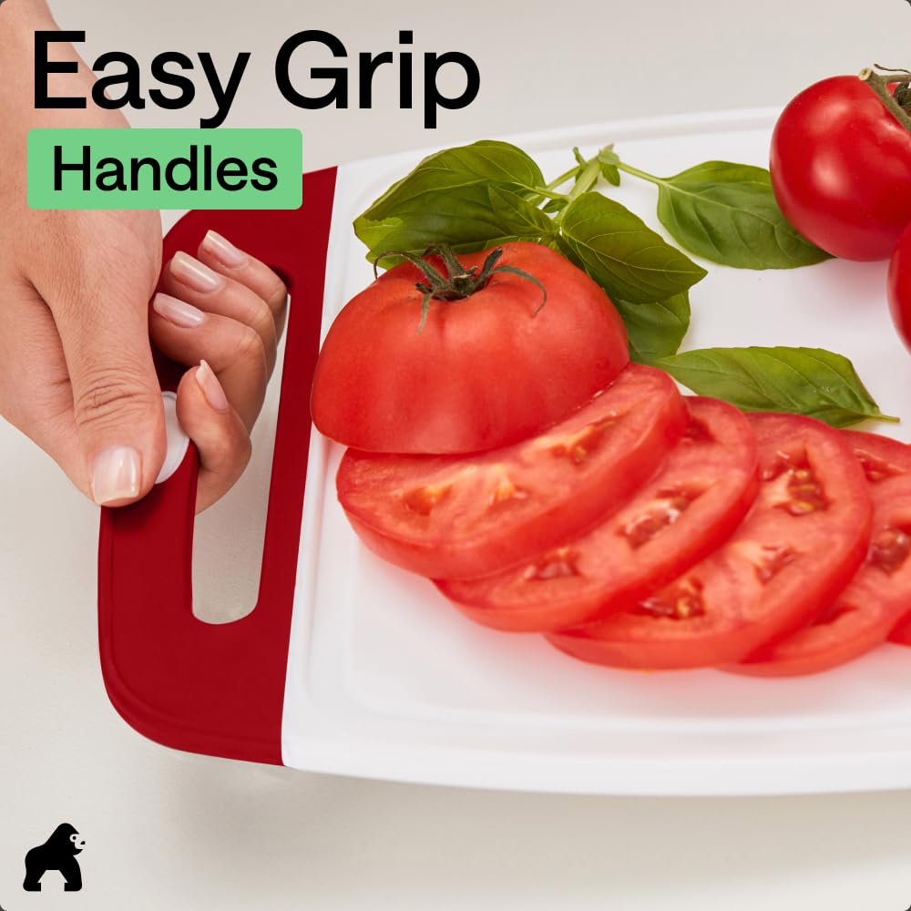 GORILLA GRIP BPA-Free Reversible Kitchen Cutting Board, Set of 3, Black