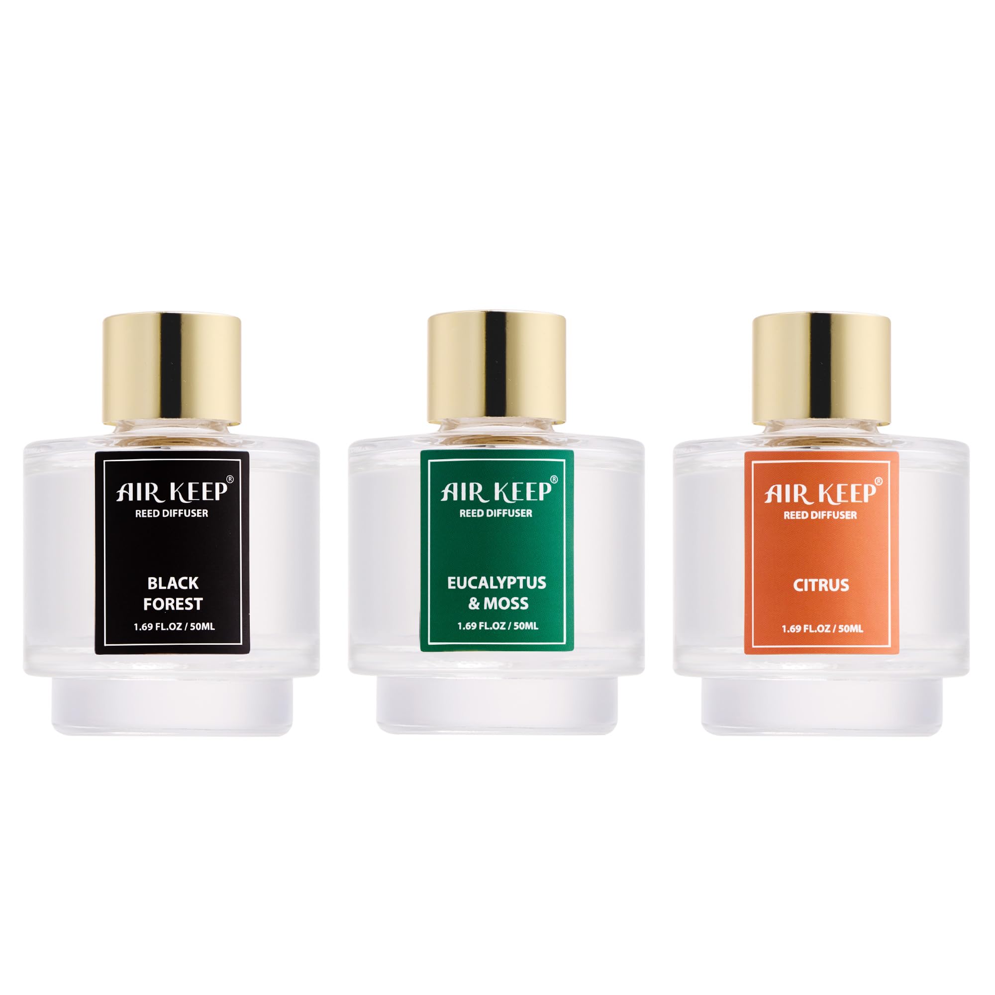 Airkeep Reed Diffuser Set of 3,Clean Linen Ocean Mist&Sea Salt Lavender Eucalyptus Oil Reed Diffusers for Bedroom Living Room Office Aromatherapy Oil Reed Diffuser for Gift 50ml x 3