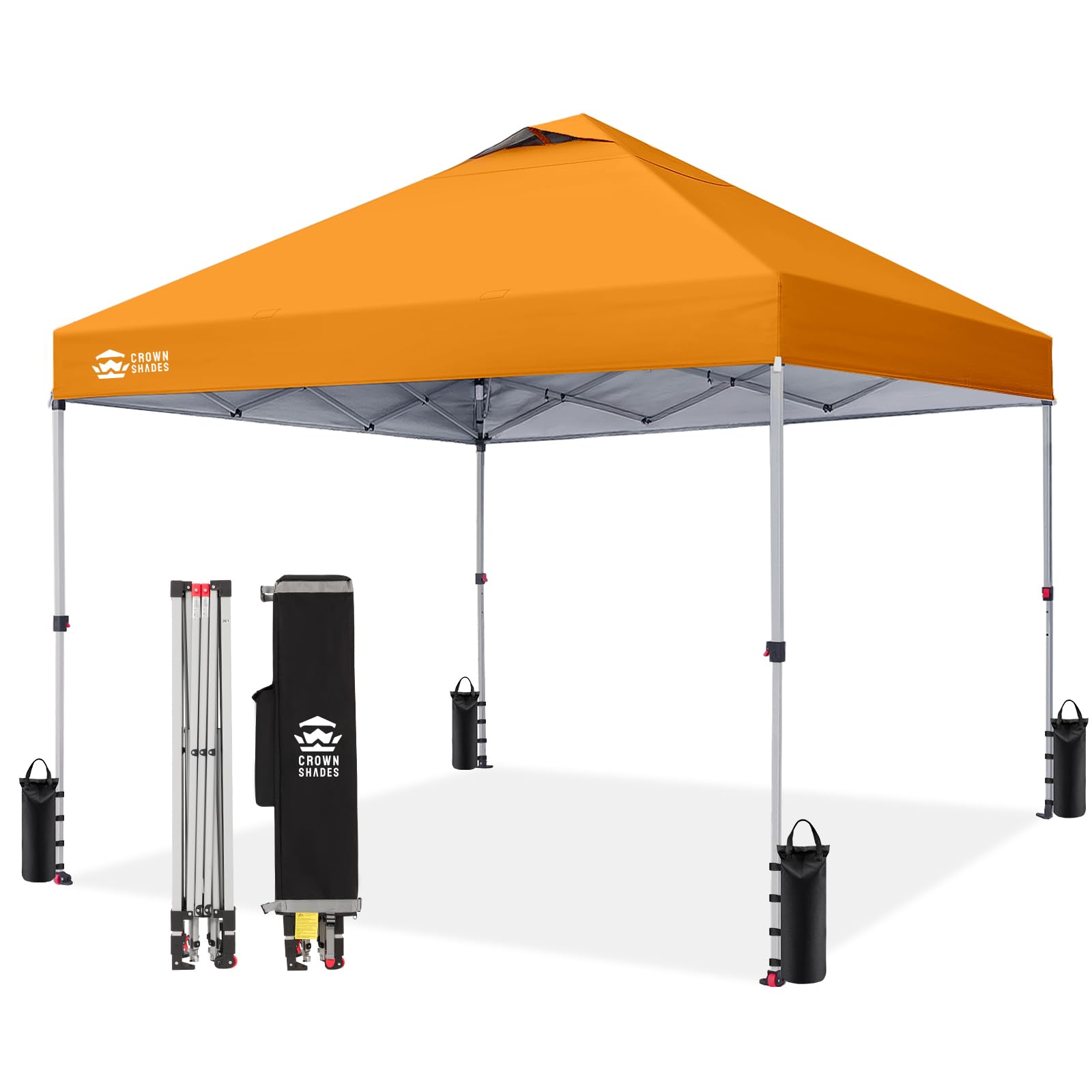 CROWN SHADES 8x8 Pop Up Canopy Tent with One Push Setup, Grid White