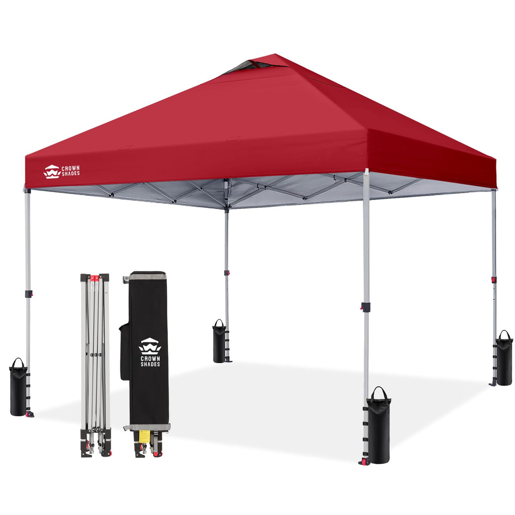 CROWN SHADES 8x8 Pop Up Canopy Tent with One Push Setup, Grid White