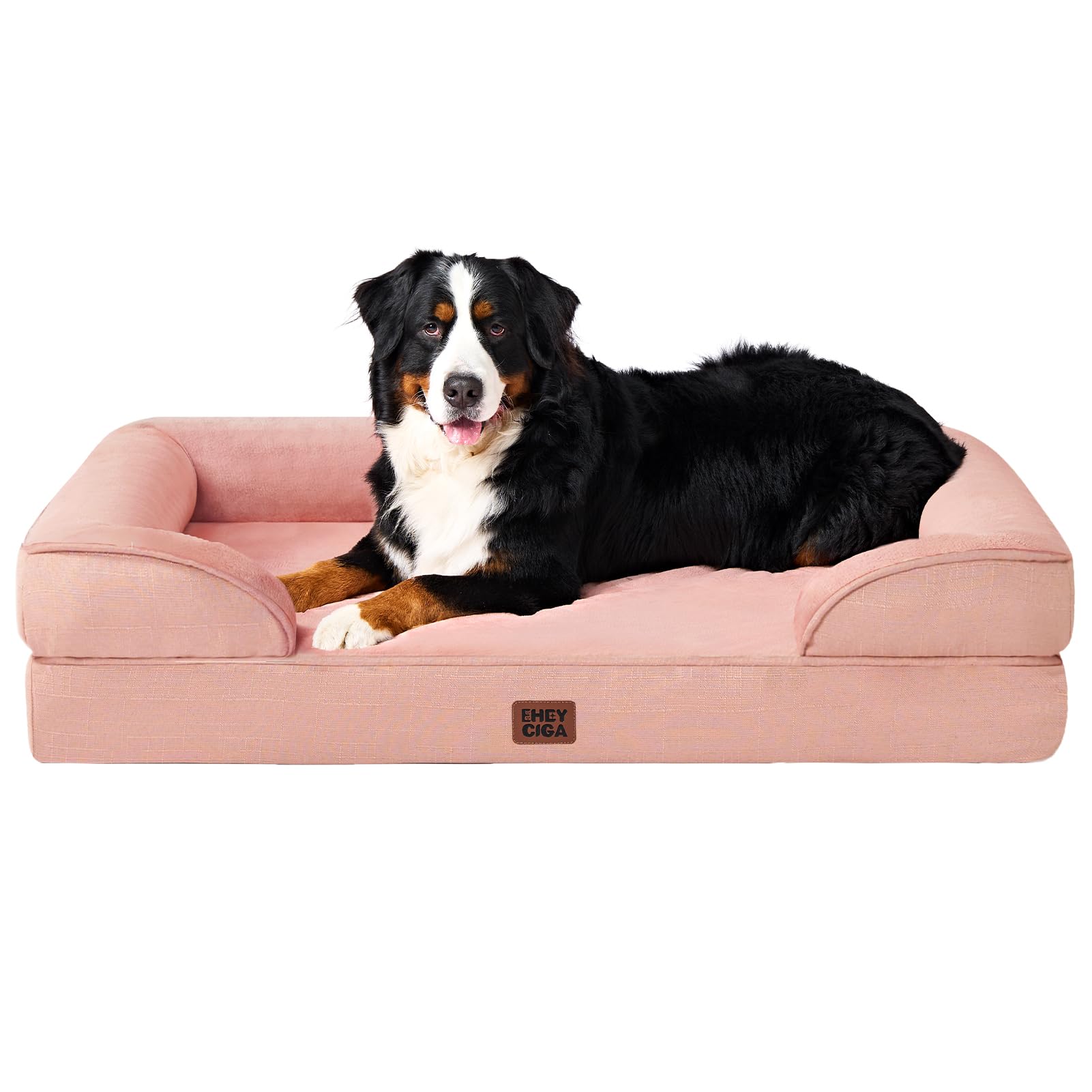 EHEYCIGA Orthopedic Dog Beds Large Sized Dog, Waterproof Memory Foam Pet Bed with Sides, Non-Slip Bottom Large Pet Bed with Washable Removable Cover, Grey