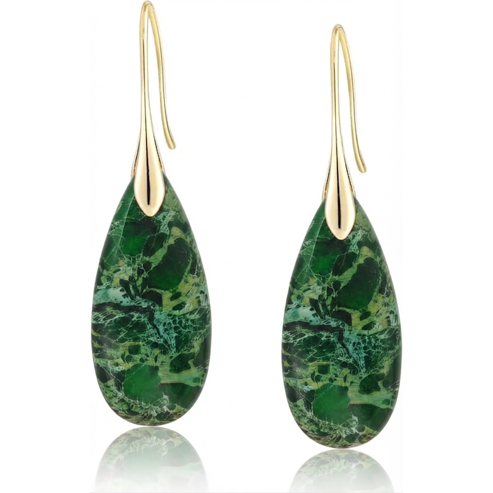 Sriomu Natural Healing Stone Fishhoop Dangle Drop Earrings Statement Gold silver earrings