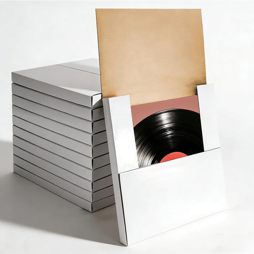 50 Pack Vinyl Record Shipping Boxes: 12.5" X 12.5" x 1" White Vinyl Record LP Shipping Mailer Boxes, Easy Fold LP Cardboard Mailing Boxes Multi Depth Album Mailers for Packaging Moving Storage
