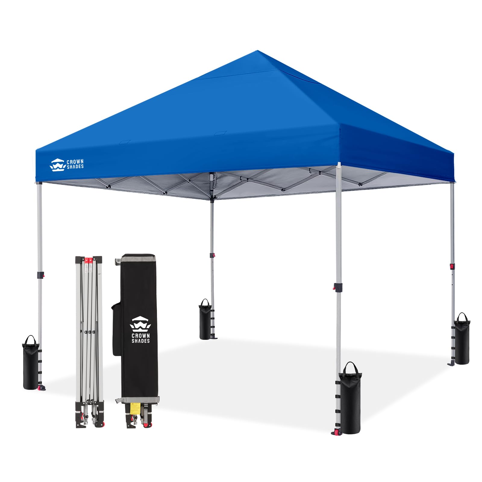 CROWN SHADES 8x8 Pop Up Canopy Tent with One Push Setup, Grid White