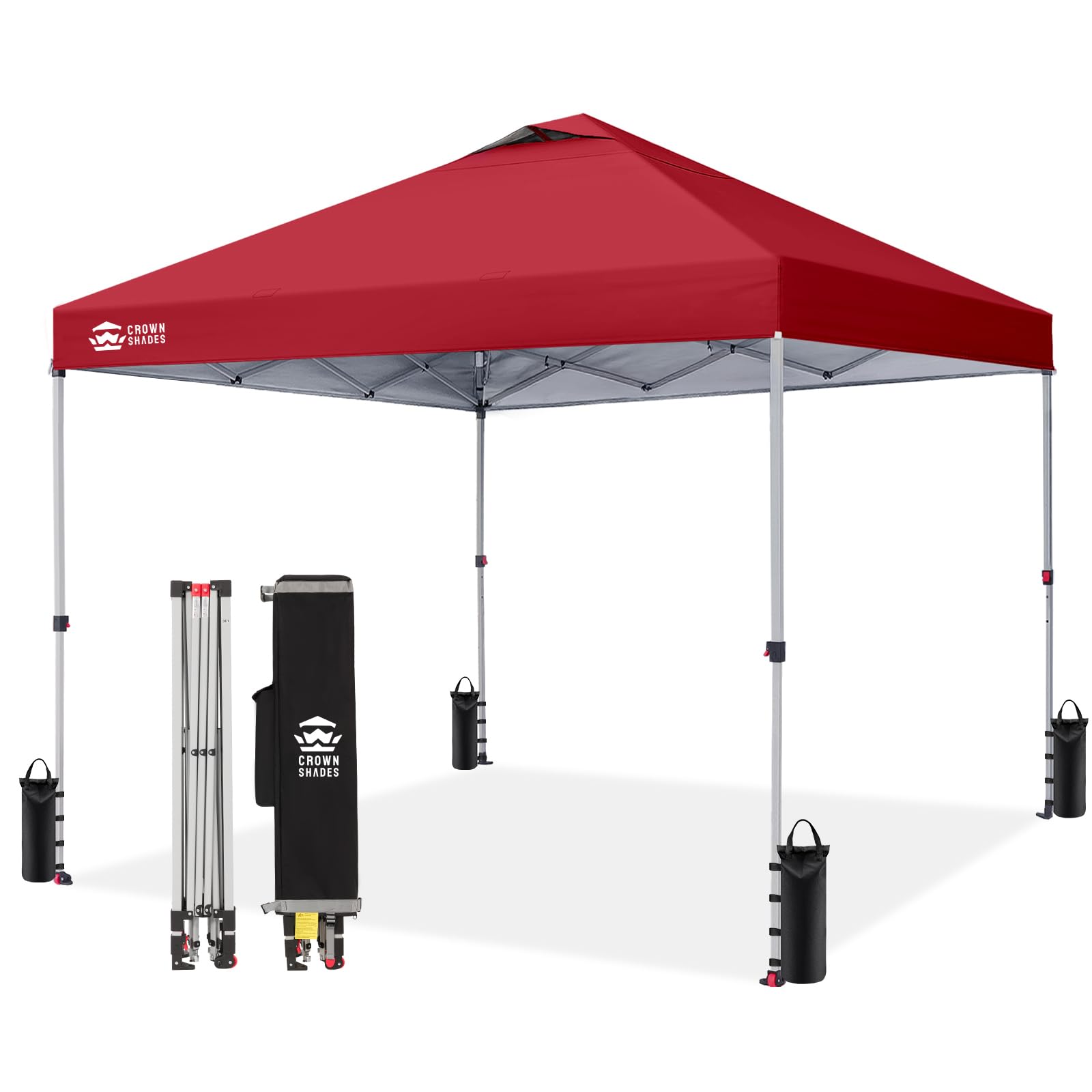 CROWN SHADES 8x8 Pop Up Canopy Tent with One Push Setup, Grid White