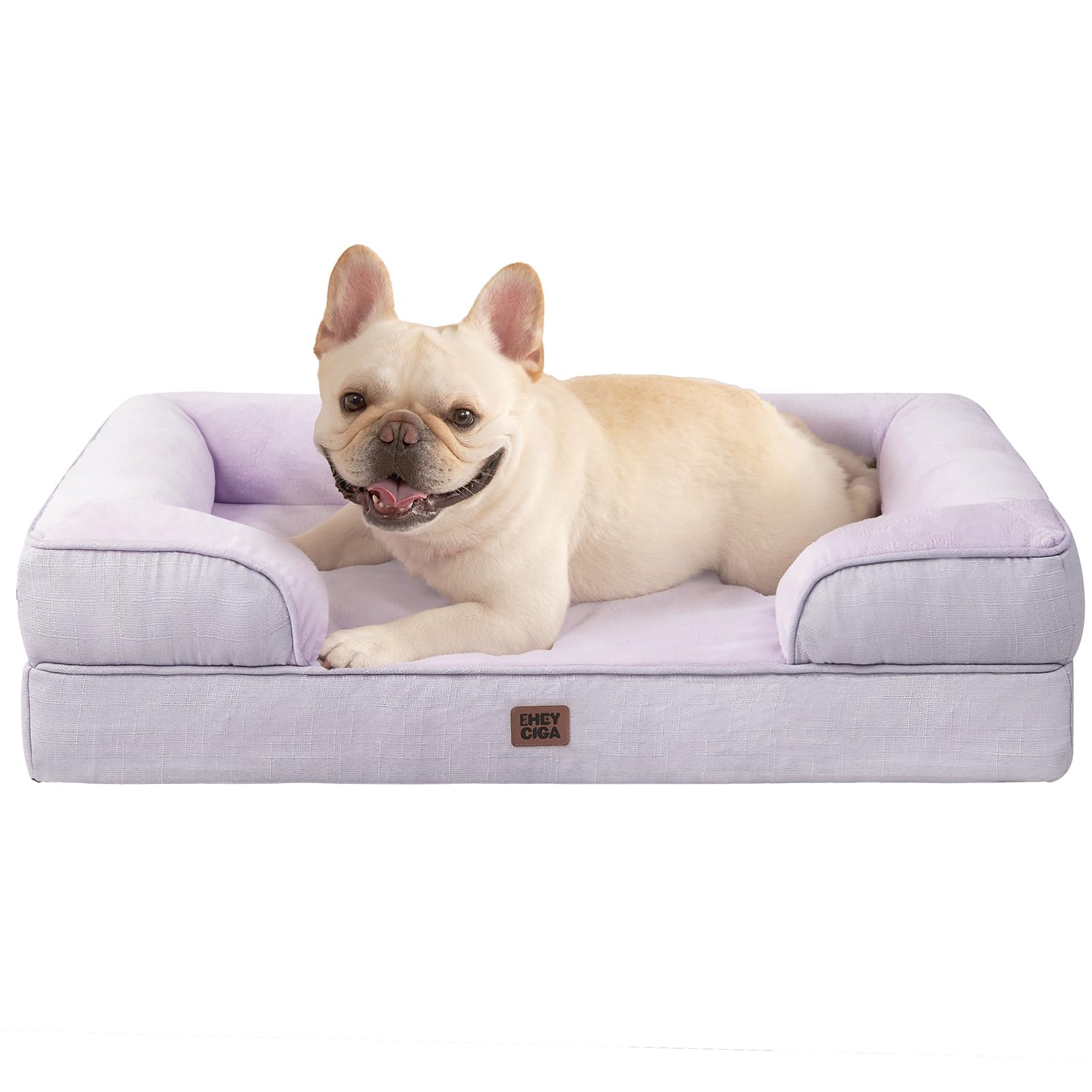 EHEYCIGA Orthopedic Dog Beds Large Sized Dog, Waterproof Memory Foam Pet Bed with Sides, Non-Slip Bottom Large Pet Bed with Washable Removable Cover, Grey