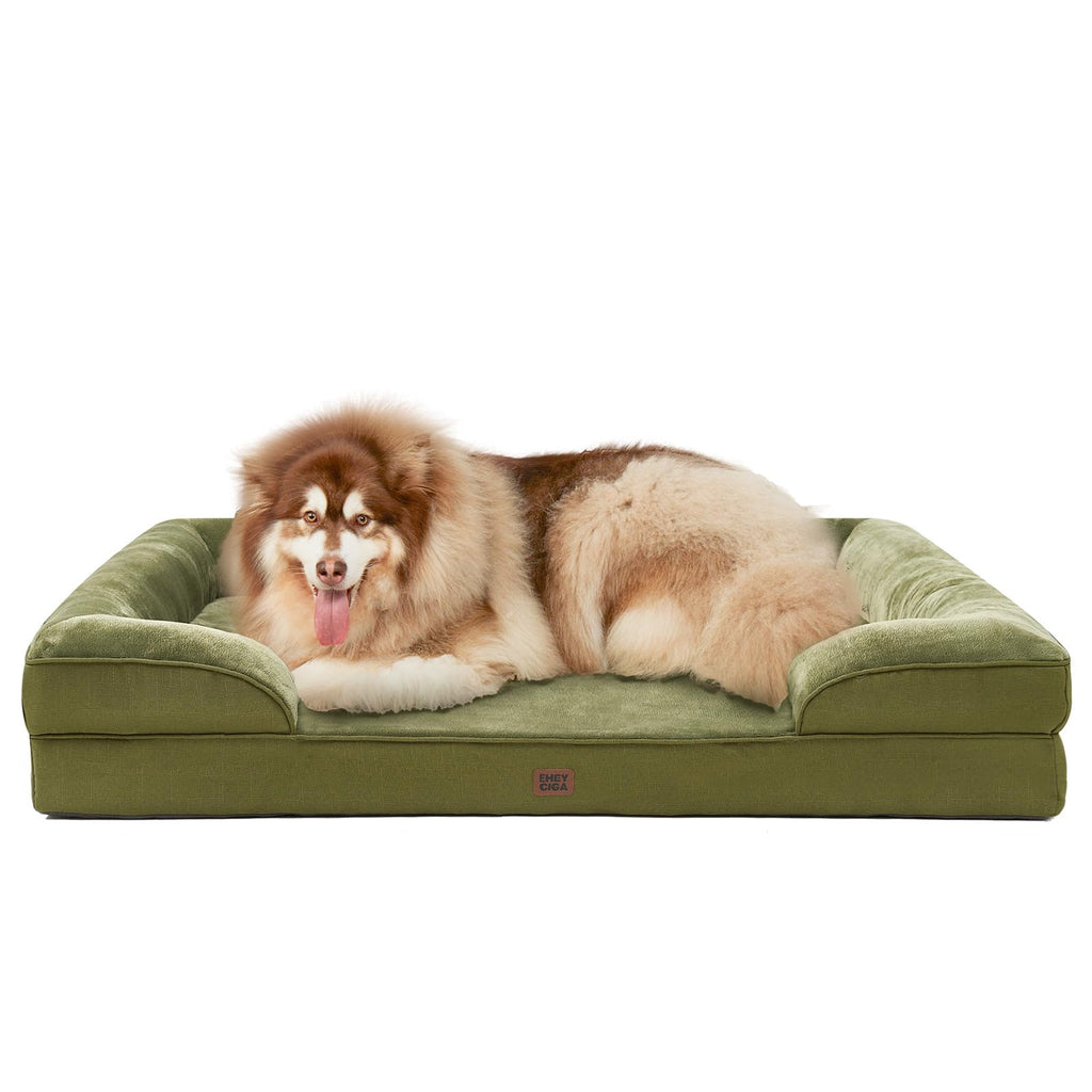 EHEYCIGA Orthopedic Dog Beds Large Sized Dog, Waterproof Memory Foam Pet Bed with Sides, Non-Slip Bottom Large Pet Bed with Washable Removable Cover, Grey