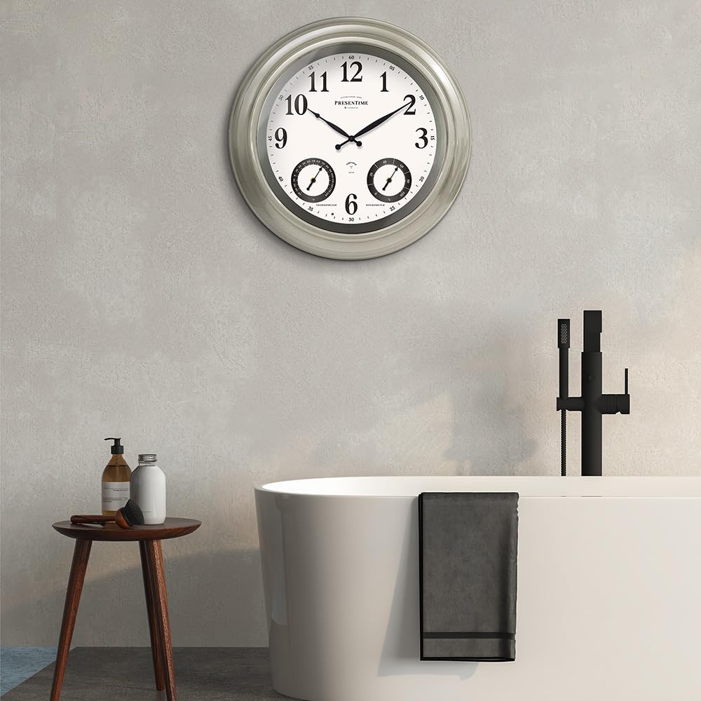 Presentime 24 inch Large Illuminated Waterproof Outdoor Clock