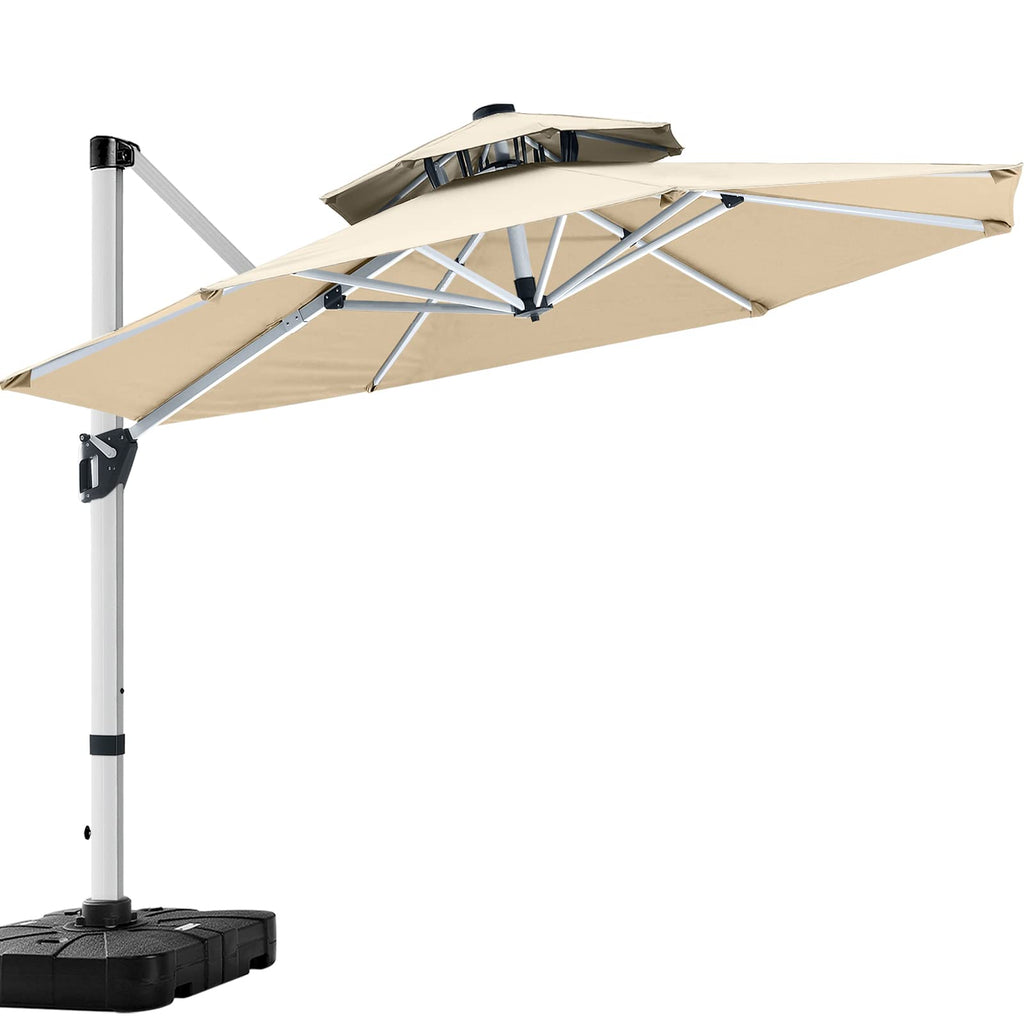 ABCCANOPY Patio Umbrella Cantilever Double Top Outdoor Offset Umbrella with 360° Rotation