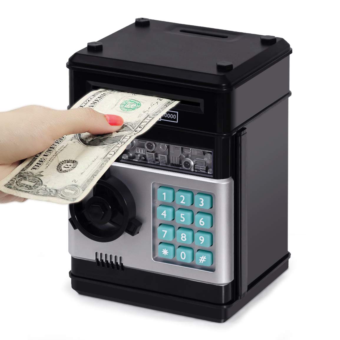 Refasy Piggy Bank Cash Coin Can ATM Bank Electronic Coin Money Bank for Kids Age 3-12, Money Savings Box Mini ATM Coin Bank Toys Gifts for 3 4 5 6 7 8 9 10 11 12 Year Old Boys Girls