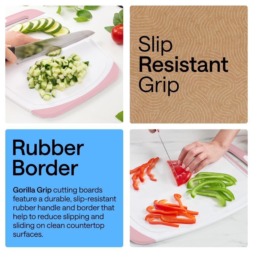 GORILLA GRIP BPA-Free Reversible Kitchen Cutting Board, Set of 3, Black