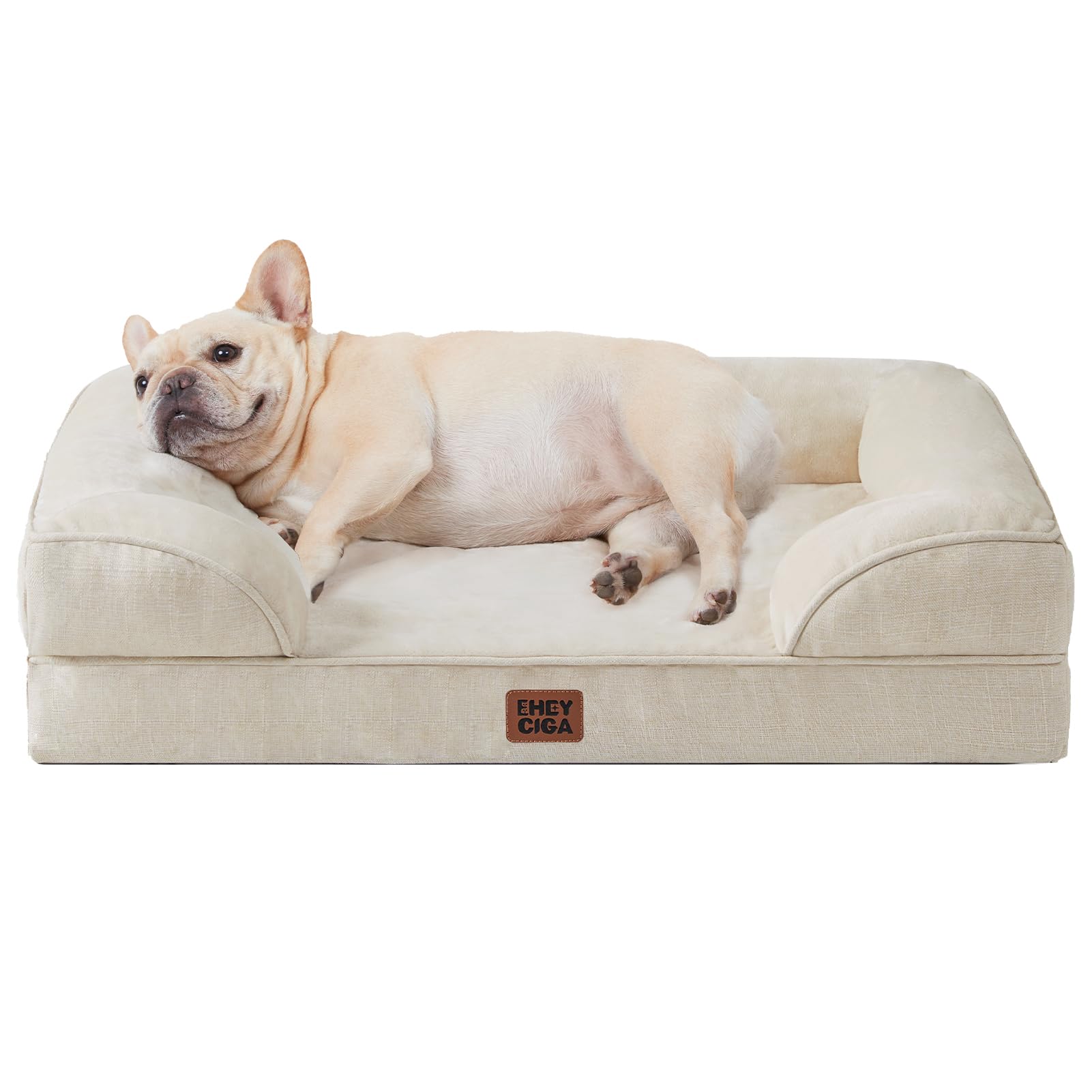 EHEYCIGA Orthopedic Dog Beds Large Sized Dog, Waterproof Memory Foam Pet Bed with Sides, Non-Slip Bottom Large Pet Bed with Washable Removable Cover, Grey