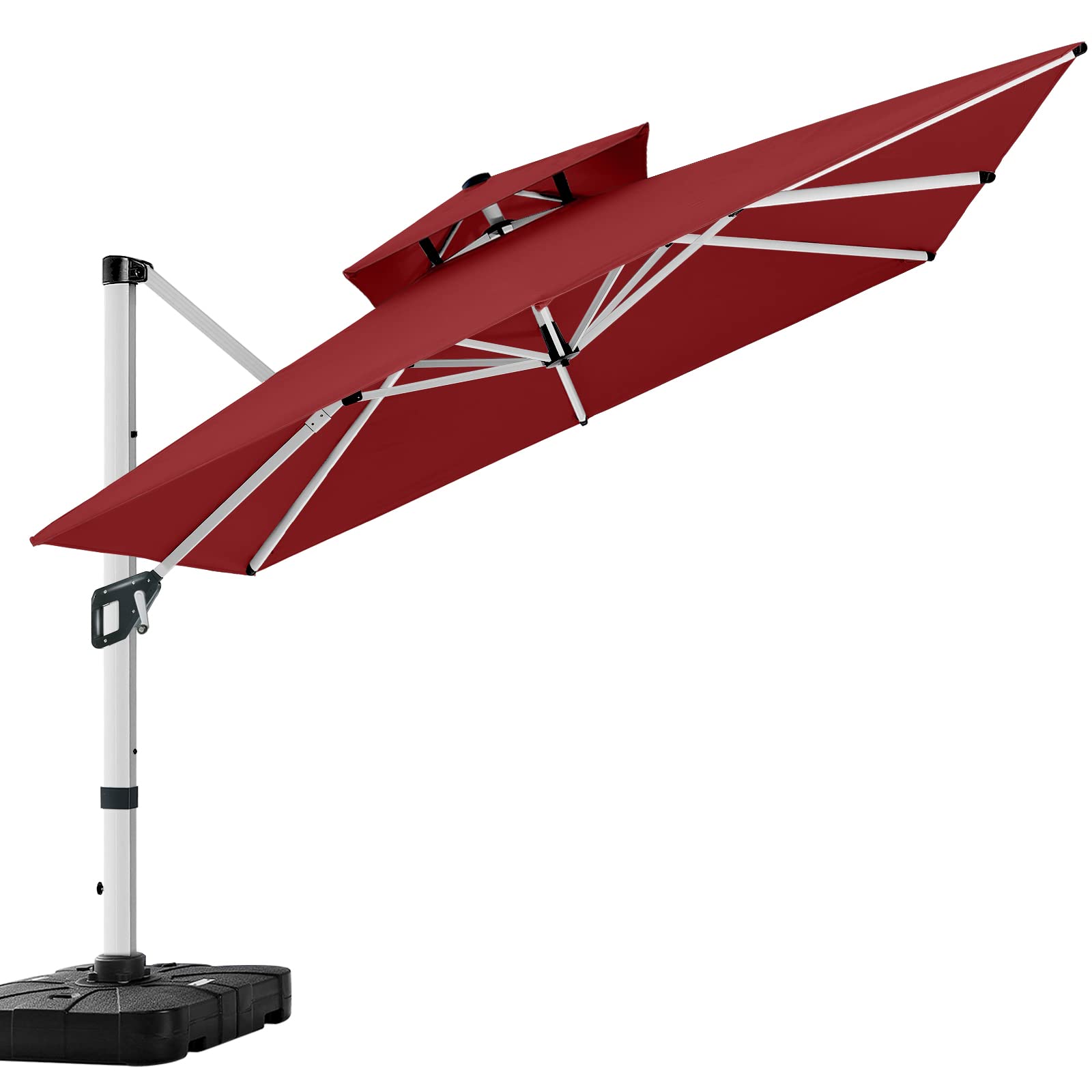 ABCCANOPY Patio Umbrella Cantilever Double Top Outdoor Offset Umbrella with 360° Rotation