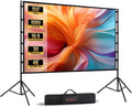 STWUI Outdoor-Projector-Screen-with-Stand - 120 inch Portable Projector Screen Indoor Outdoor Projector Screens 16:9 4K HD Lightweight Movie Screen with Carry Bag for Backyard Movie Night