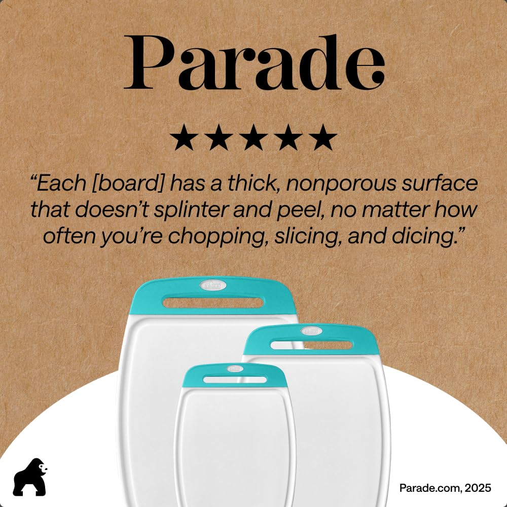 GORILLA GRIP BPA-Free Reversible Kitchen Cutting Board, Set of 3, Black