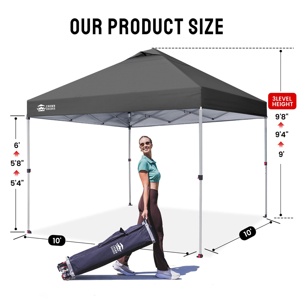 CROWN SHADES 8x8 Pop Up Canopy Tent with One Push Setup, Grid White