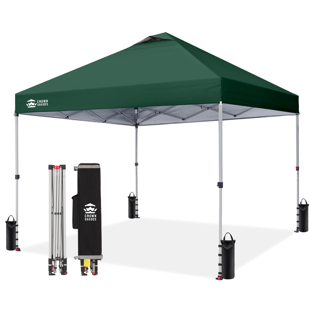 CROWN SHADES 8x8 Pop Up Canopy Tent with One Push Setup, Grid White