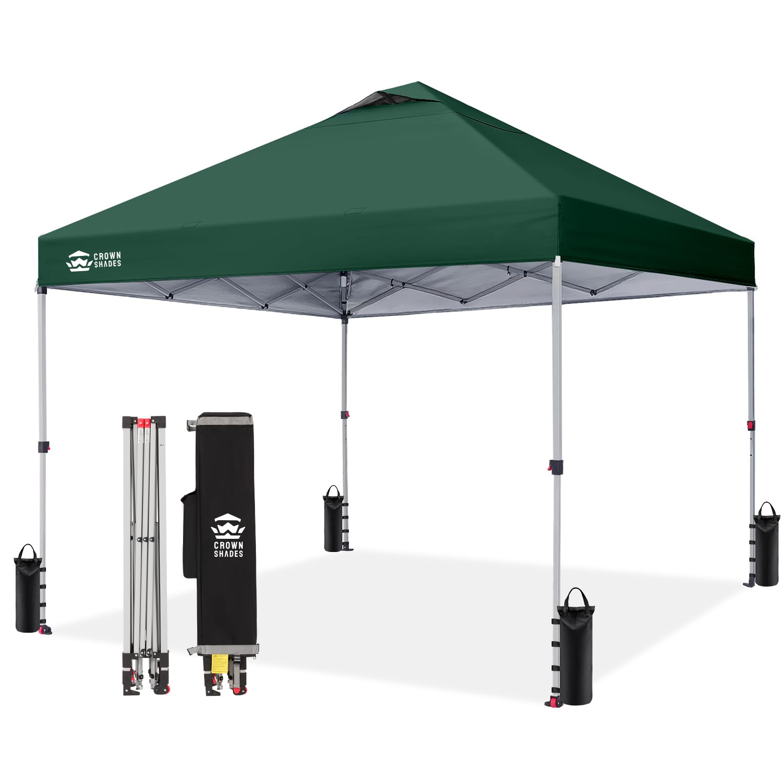 CROWN SHADES 8x8 Pop Up Canopy Tent with One Push Setup, Grid White