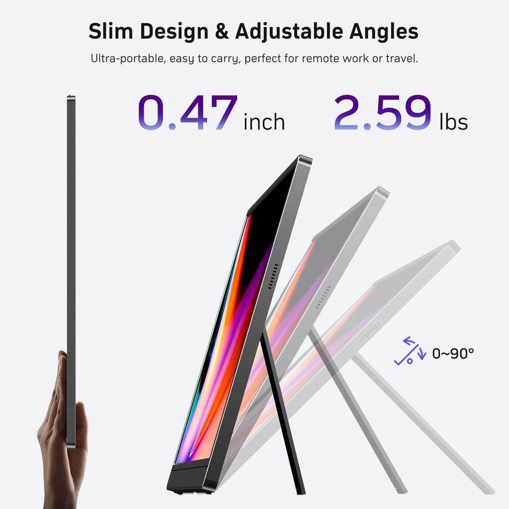 MNN 15.6" FHD 60Hz Portable Monitor USB-C HDMI IPS HDR Gaming Laptop