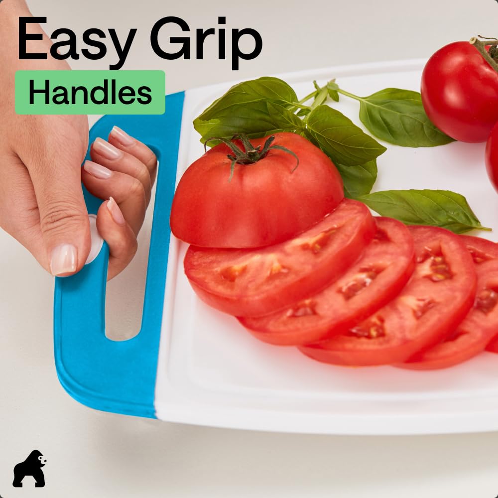 GORILLA GRIP BPA-Free Reversible Kitchen Cutting Board, Set of 3, Black