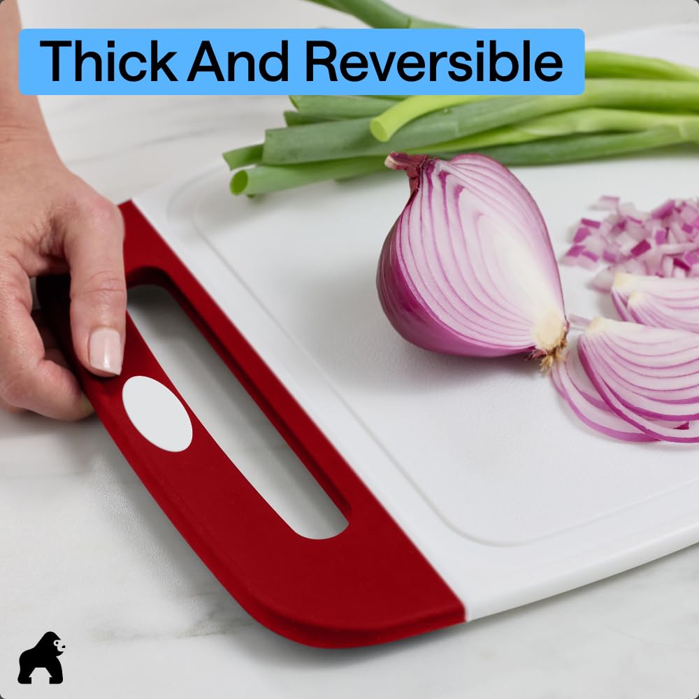GORILLA GRIP BPA-Free Reversible Kitchen Cutting Board, Set of 3, Black