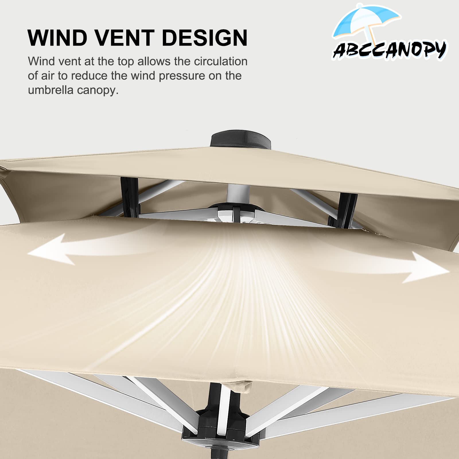 ABCCANOPY Patio Umbrella Cantilever Double Top Outdoor Offset Umbrella with 360° Rotation