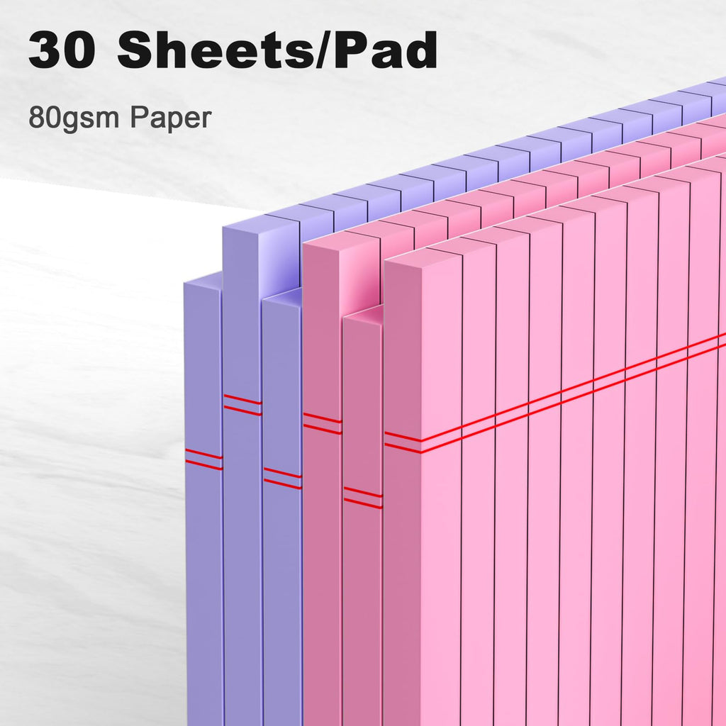 5pcs Small Note Pads 5x8 Notebook College Ruled Legal Pads Color Notepads 5 Pack Study Back Writing Pads 5 x 8 Perforated Narrow Ruled Pads of Paper for School & Office Supplies 30 Sheets/Pack