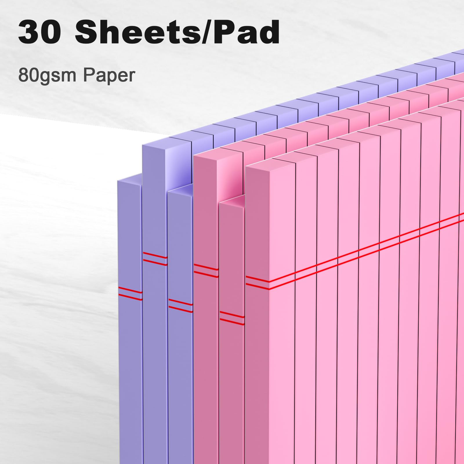 5pcs Small Note Pads 5x8 Notebook College Ruled Legal Pads Color Notepads 5 Pack Study Back Writing Pads 5 x 8 Perforated Narrow Ruled Pads of Paper for School & Office Supplies 30 Sheets/Pack