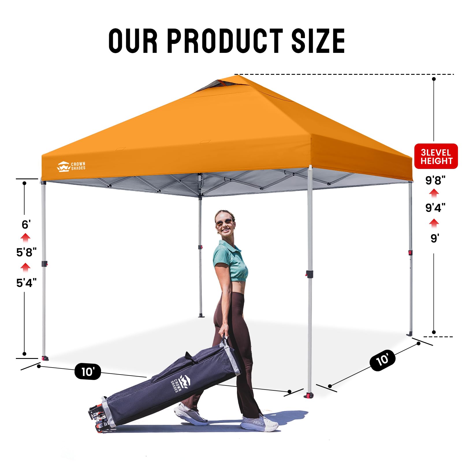 CROWN SHADES 8x8 Pop Up Canopy Tent with One Push Setup, Grid White