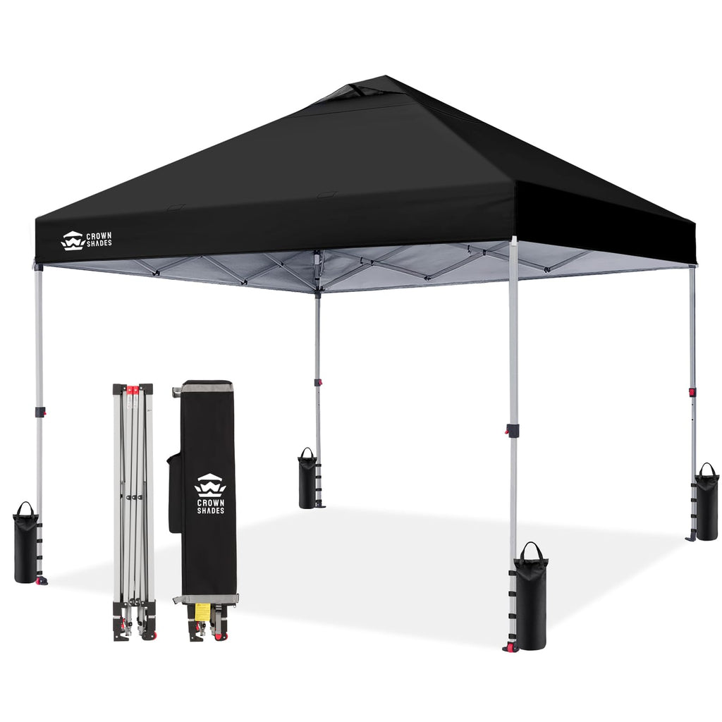 CROWN SHADES 8x8 Pop Up Canopy Tent with One Push Setup, Grid White
