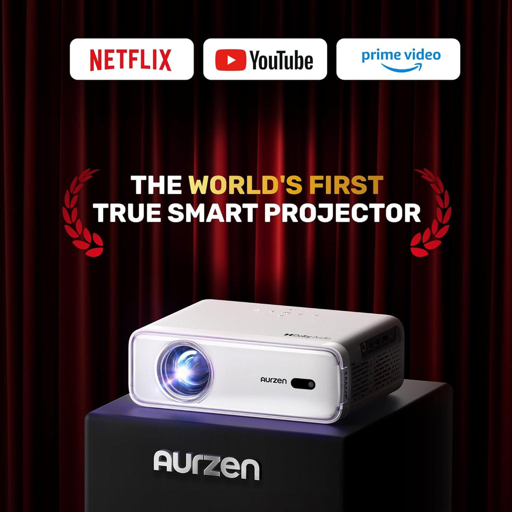 Aurzen Roku TV D1R Smart Portable Outdoor Projector with WiFi and Bluetooth