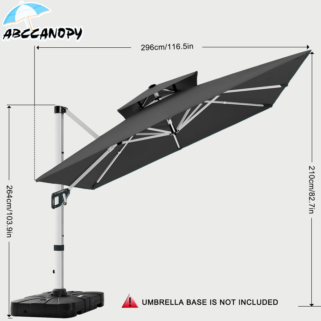 ABCCANOPY Patio Umbrella Cantilever Double Top Outdoor Offset Umbrella with 360° Rotation
