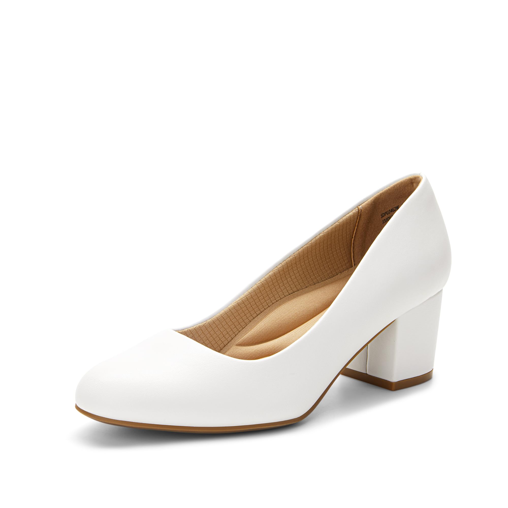DREAM PAIRS Women's Block Heel Pumps Round Toe Dress Shoes