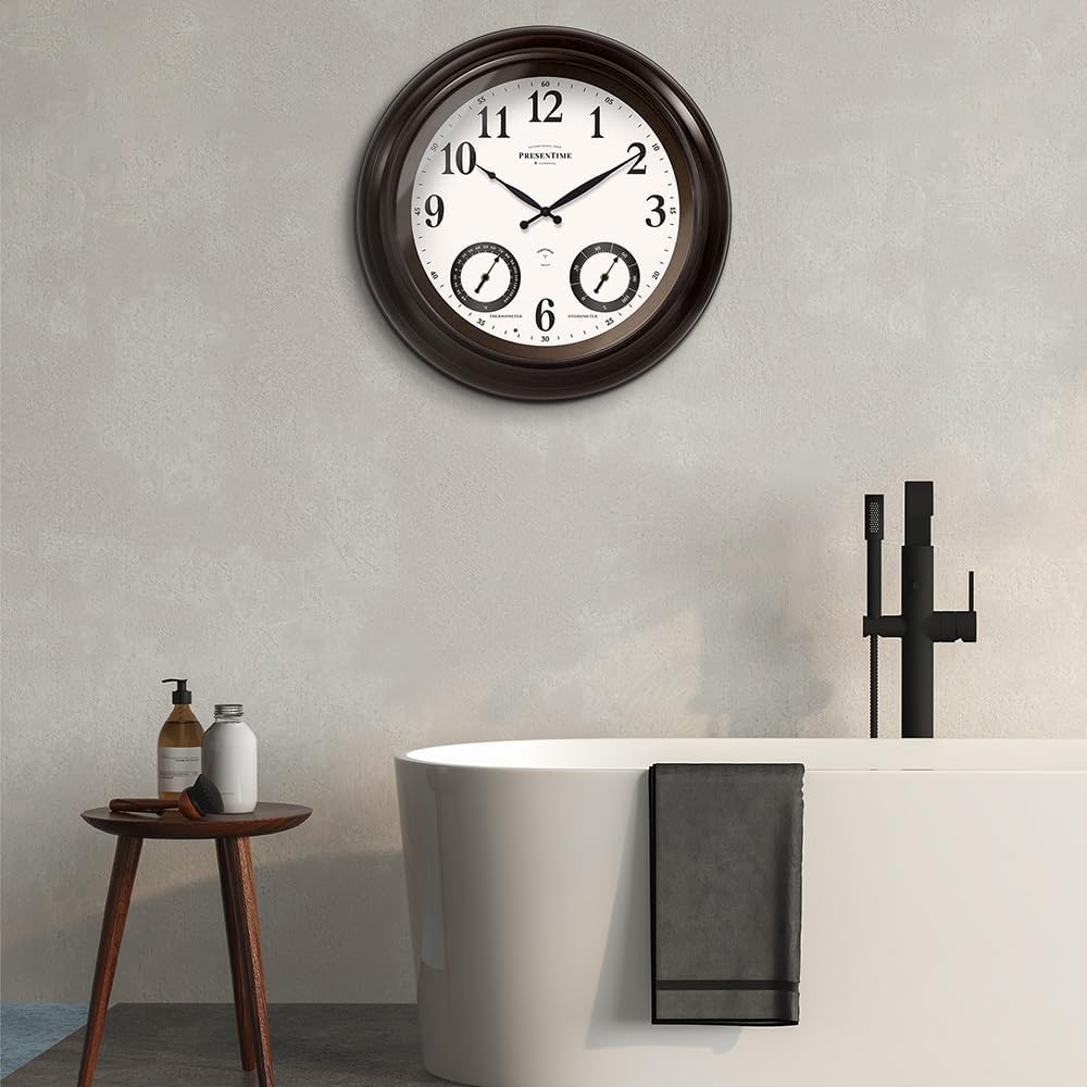 Presentime 24 inch Large Illuminated Waterproof Outdoor Clock