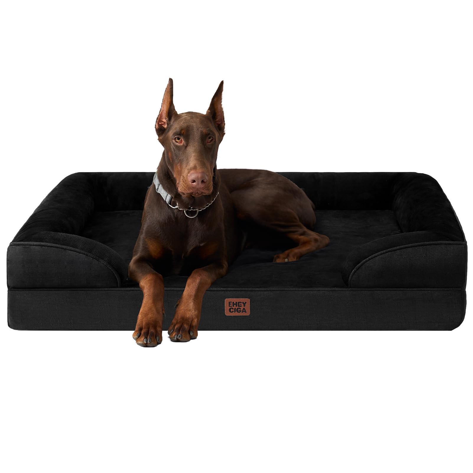 EHEYCIGA Orthopedic Dog Beds Large Sized Dog, Waterproof Memory Foam Pet Bed with Sides, Non-Slip Bottom Large Pet Bed with Washable Removable Cover, Grey
