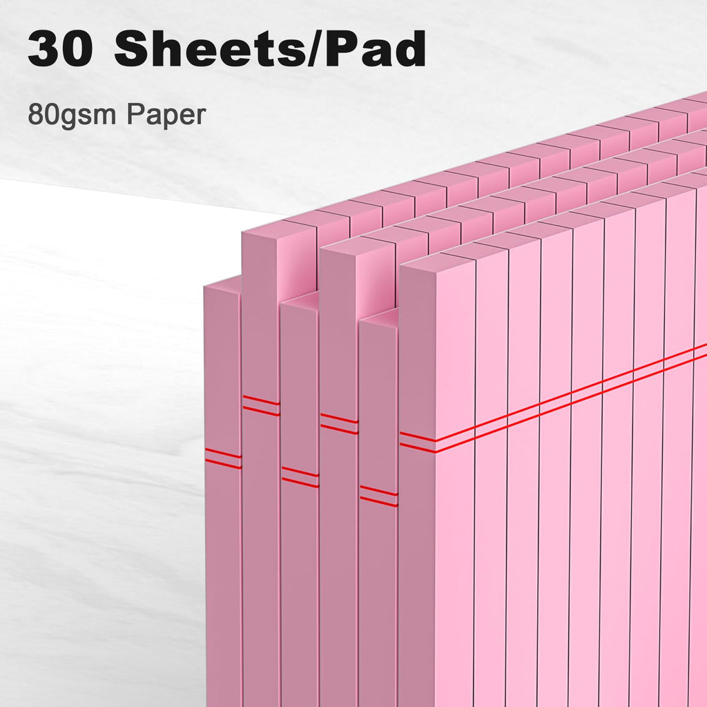 5pcs Small Note Pads 5x8 Notebook College Ruled Legal Pads Color Notepads 5 Pack Study Back Writing Pads 5 x 8 Perforated Narrow Ruled Pads of Paper for School & Office Supplies 30 Sheets/Pack