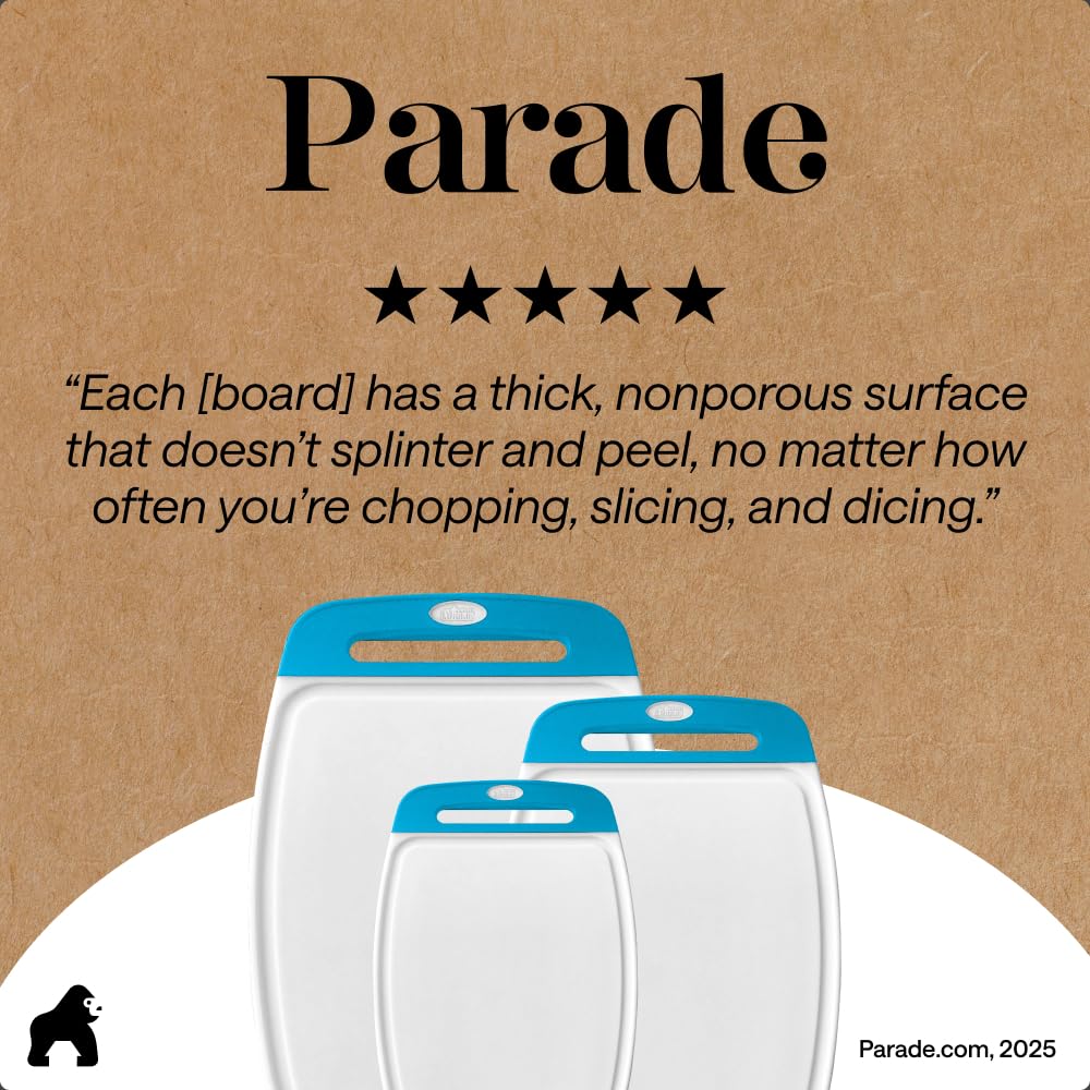 GORILLA GRIP BPA-Free Reversible Kitchen Cutting Board, Set of 3, Black
