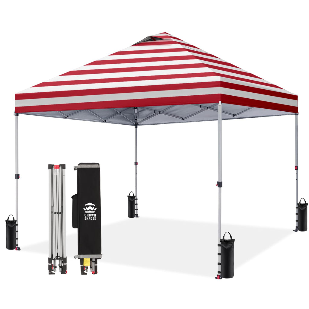 CROWN SHADES 8x8 Pop Up Canopy Tent with One Push Setup, Grid White