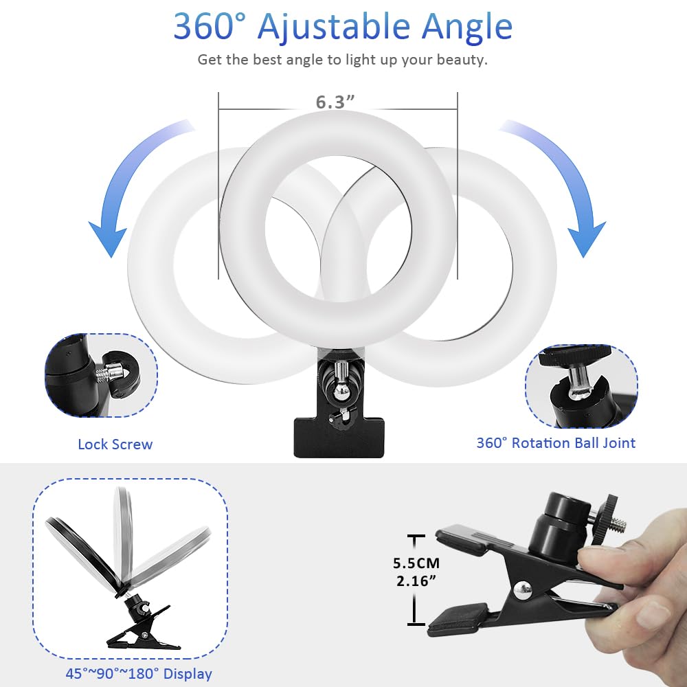 Cyezcor Video Conference Lighting Kit, Ring Light for Monitor Clip On