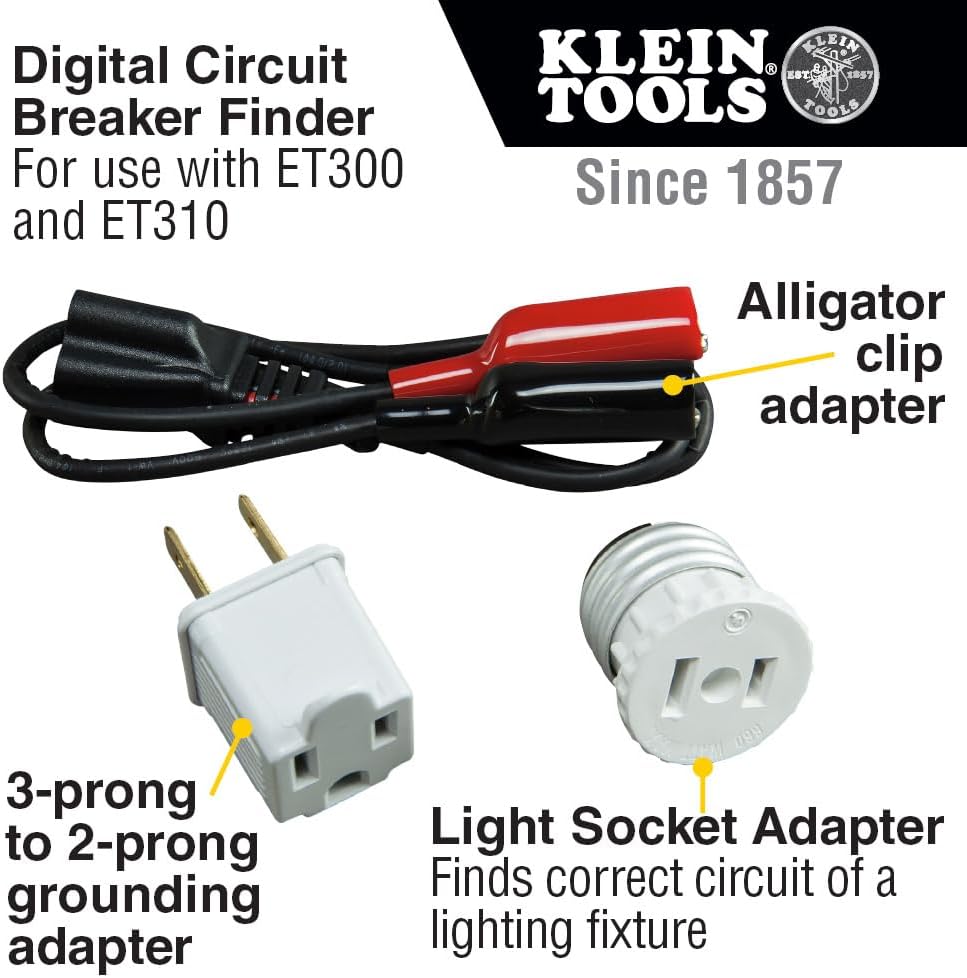 Klein Tools ET310KIT AC Circuit Breaker Finder Kit, Electric Tester, GFCI Tester, Leads, Adapters and Case