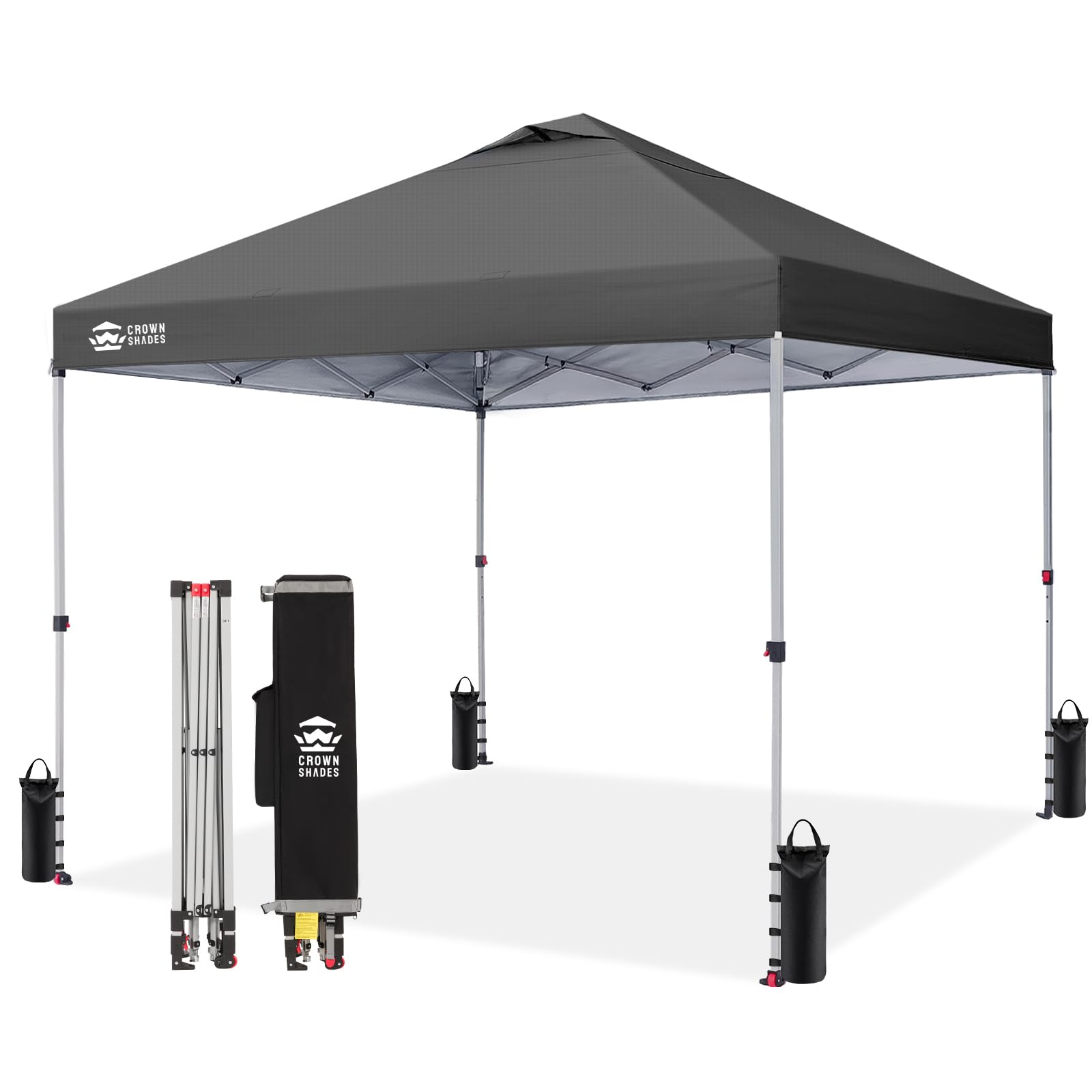 CROWN SHADES 8x8 Pop Up Canopy Tent with One Push Setup, Grid White