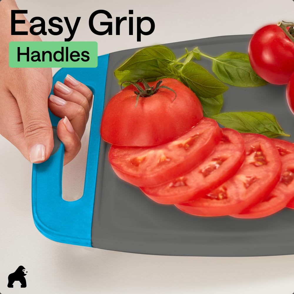 GORILLA GRIP BPA-Free Reversible Kitchen Cutting Board, Set of 3, Black