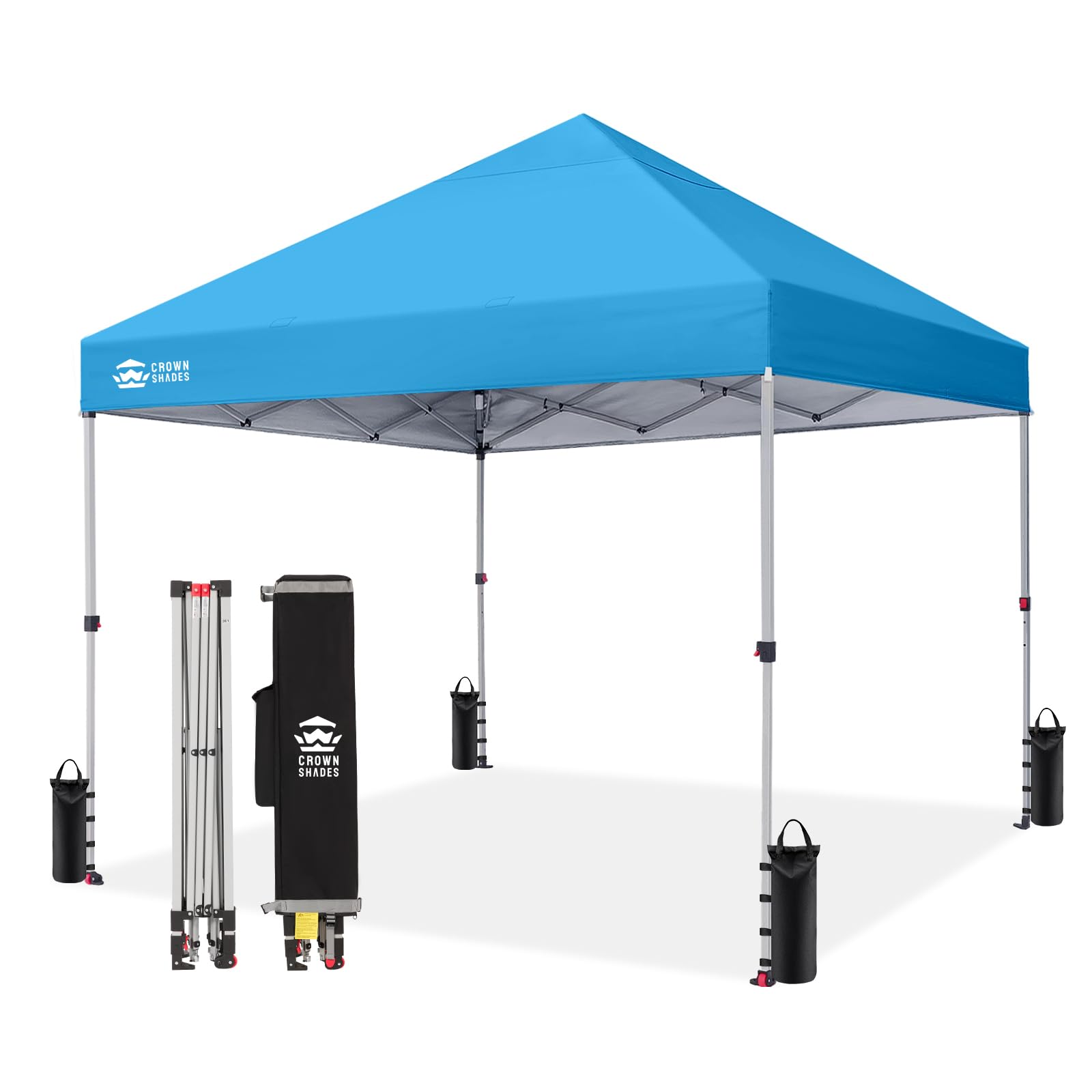 CROWN SHADES 8x8 Pop Up Canopy Tent with One Push Setup, Grid White
