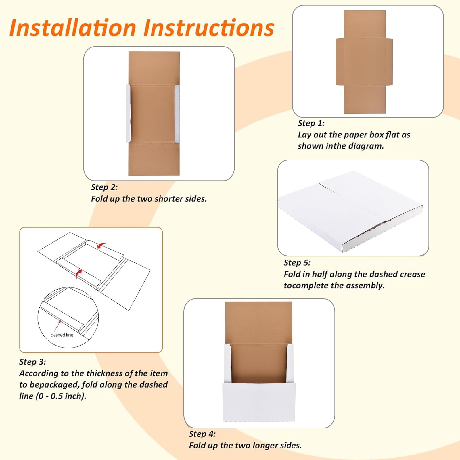 50 Pack Vinyl Record Shipping Boxes: 12.5" X 12.5" x 1" White Vinyl Record LP Shipping Mailer Boxes, Easy Fold LP Cardboard Mailing Boxes Multi Depth Album Mailers for Packaging Moving Storage