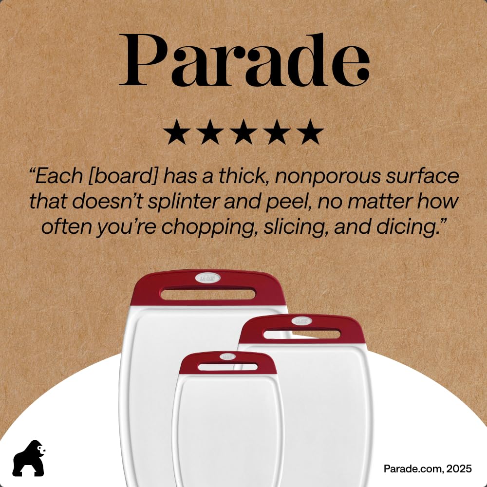 GORILLA GRIP BPA-Free Reversible Kitchen Cutting Board, Set of 3, Black