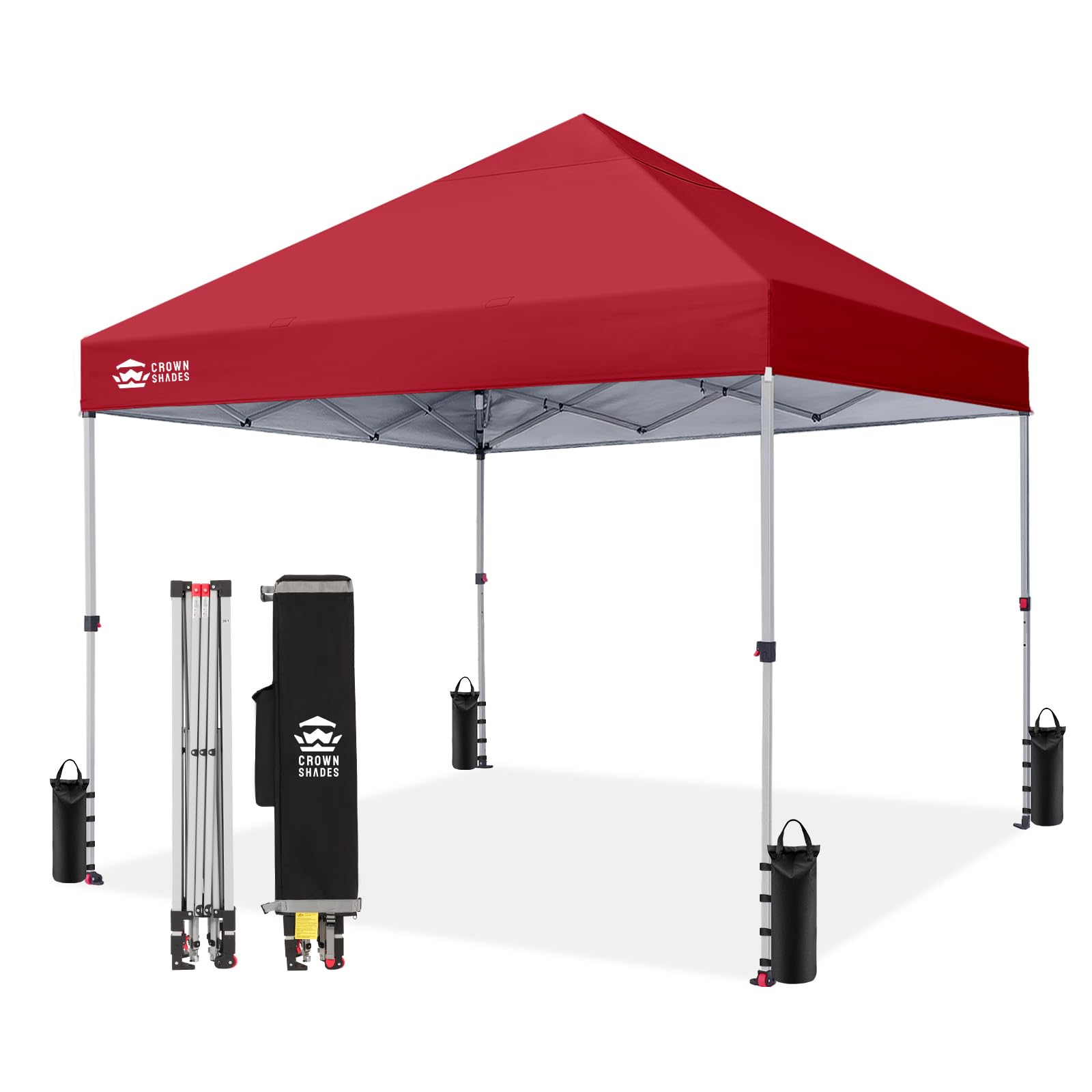 CROWN SHADES 8x8 Pop Up Canopy Tent with One Push Setup, Grid White