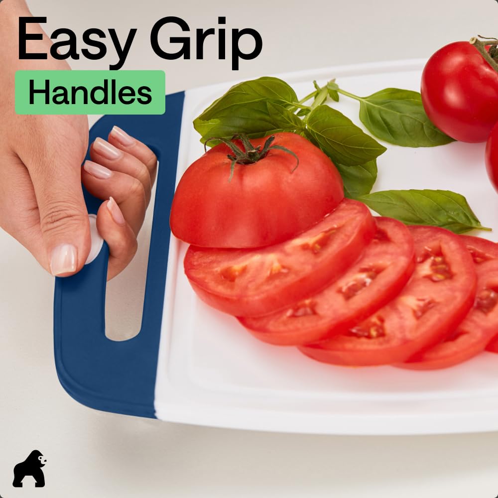 GORILLA GRIP BPA-Free Reversible Kitchen Cutting Board, Set of 3, Black