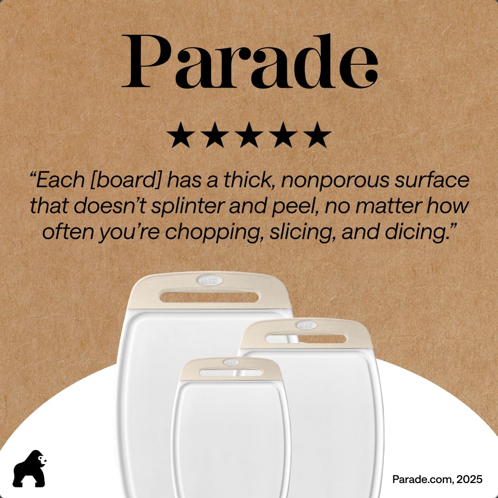 GORILLA GRIP BPA-Free Reversible Kitchen Cutting Board, Set of 3, Black