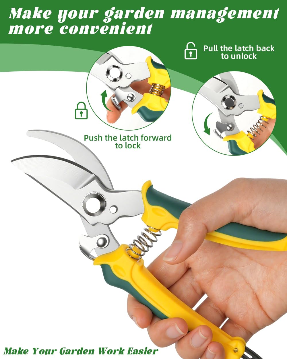 EWPJDK 3 Pack Garden Pruning Shears Scissors Clippers Stainless Steel
