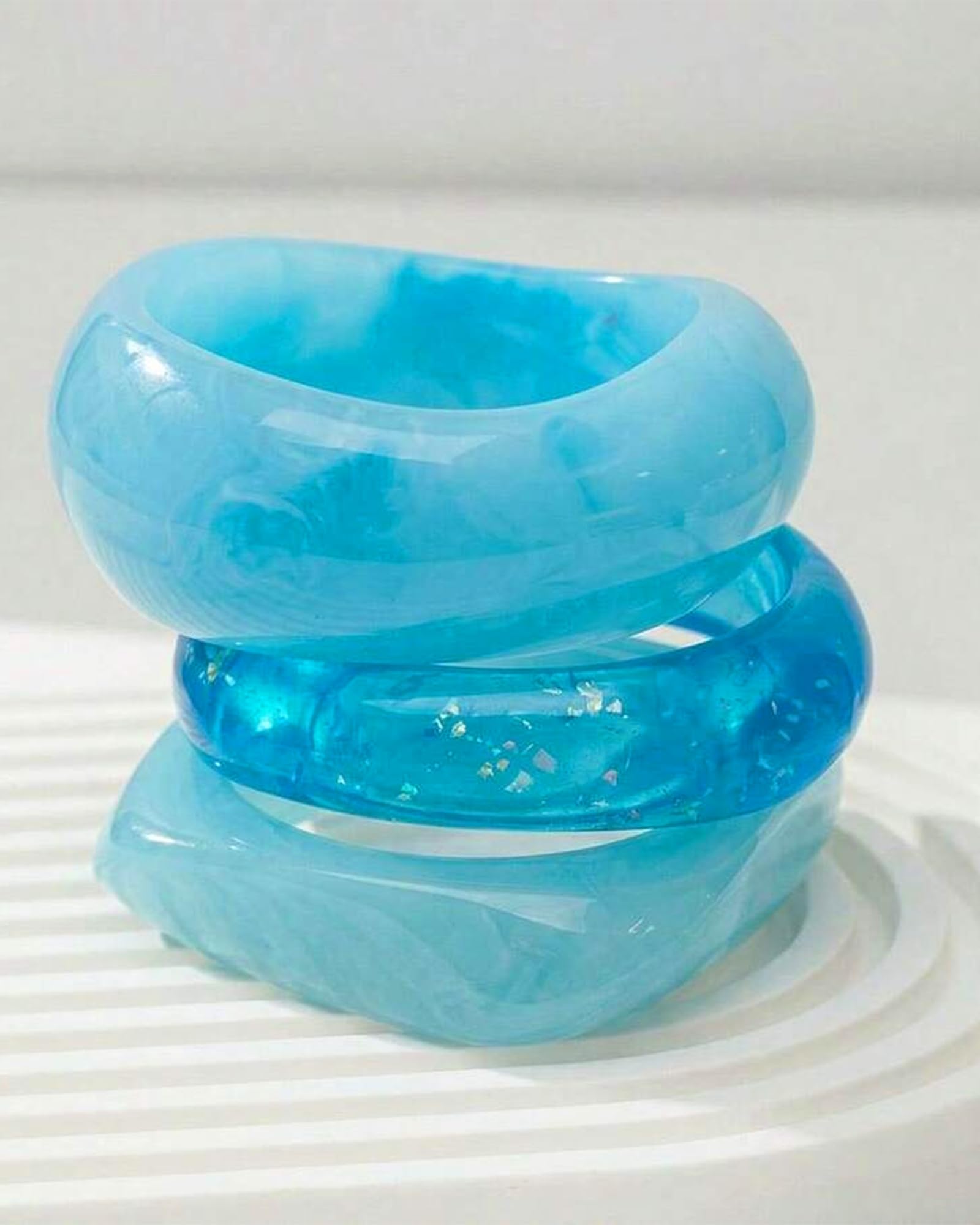 ÌF ME Acrylic Bangles Bracelets for Women, Irregular Acrylic Resin Chunky Bracelets Geometric Fashions Thick Statement bangle Set